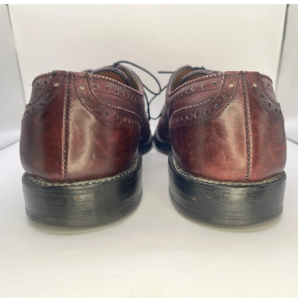 Allen‎ Edmonds Lexington Burgundy Leather Cap Toe Wingtip Derby Shoes 11.5 R